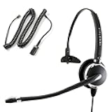 INNOTALK RJ9 Quick Disconnect Phone Headset Compatible with Polycom Mitel ShoreTel NEC Fanvil Alcatel Toshiba Aastra Deskphones, Noise Cancelling Mic Office Desk Phone Call Headset - Pro