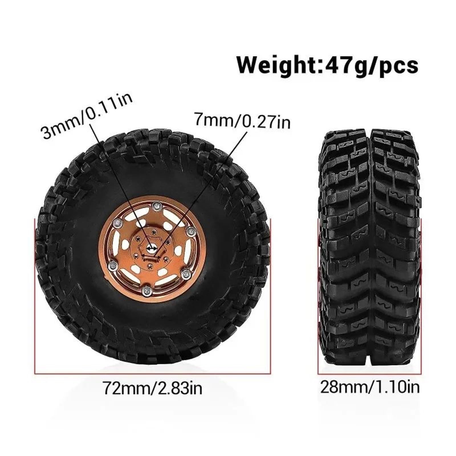Für TRX4M Für SCX24 Für FMS Für Ascent-18 Für Axial Für AX24 Für FCX24 Für FCX24M 1/18 Rc Auto 4 Stücke 1,3 "Aluminium Räder Reifen Upgrade Teile RC-Upgrade-Komponenten