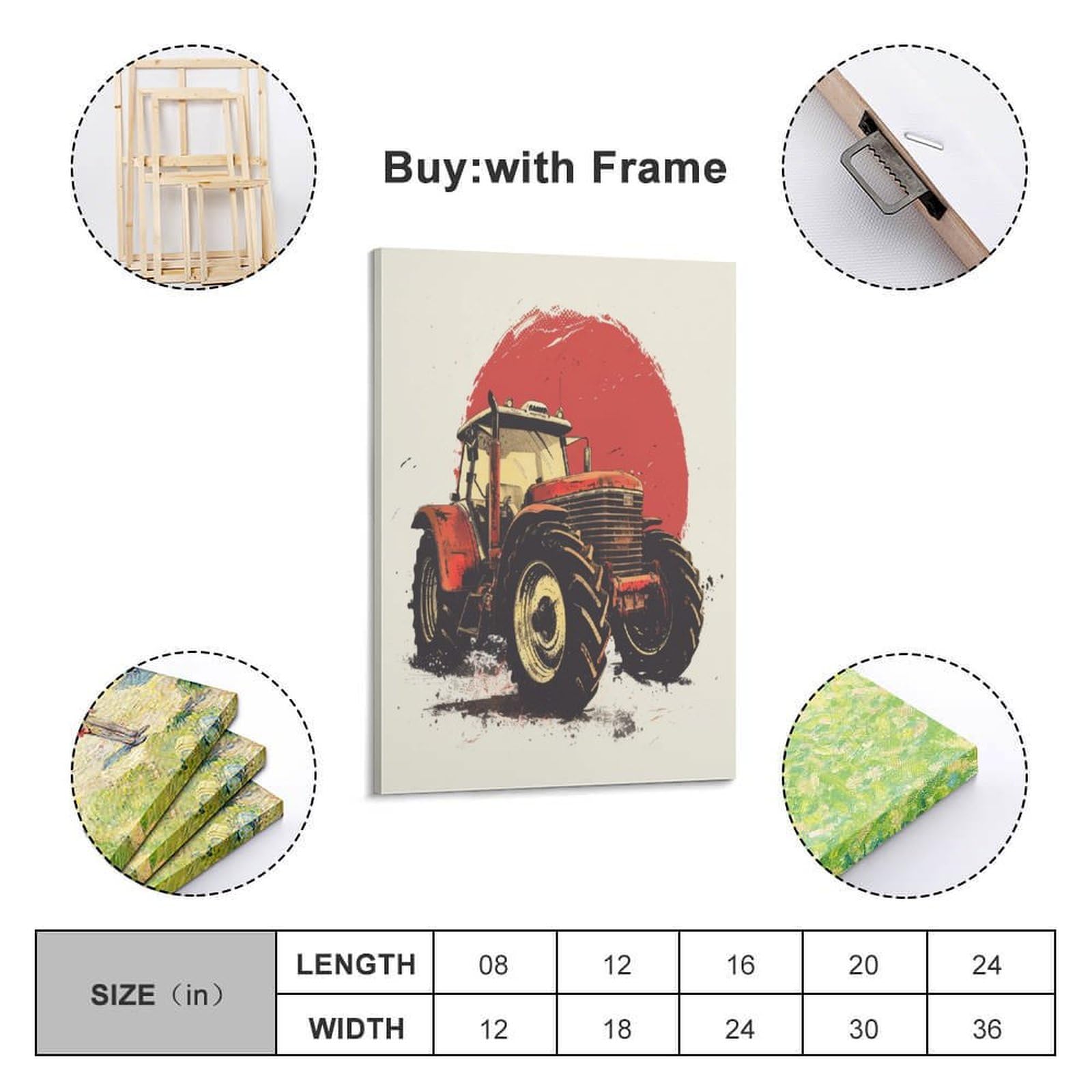 VFKLZCNYR Tractor - Cuadro decorativo impreso sobre lienzo de arte de la calle, graffiti lienzo, pintura mural arte carteles e impresiones, ilustraciones ilustrativas para salón, decoración regalo de