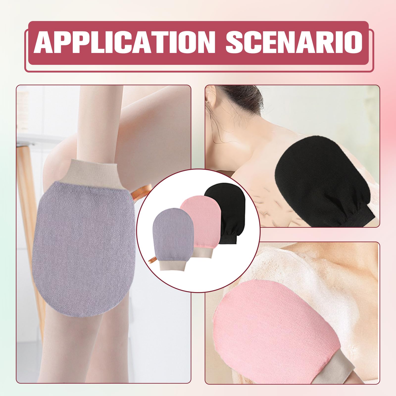 3 Pièces Gant Exfoliant, Gants de Gommage Noir, Gant Exfoliant Corps profondeur pour Hommes et Femmes Unisexe Élimine Les Peaux Mortes Efficacement spa à domicile Nettoie et Purifie La Peau