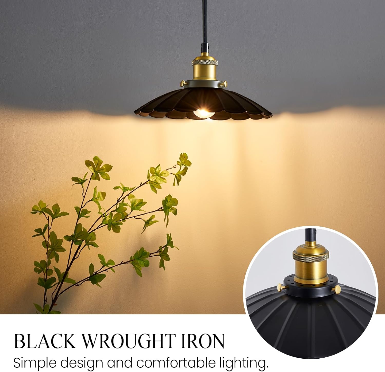 Plug in Hanging Light, Vintage Black 9.8 Inch Lampshade 14Ft Plug in Pendant Light for Dining Room and Living Room, Kitchen Island Retro On/Off Switch Hanging Lamp Fixtures