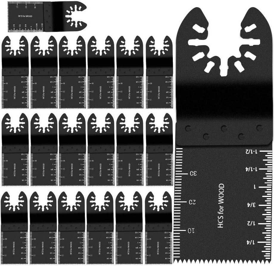 Oscillating Saw Blades, Wood Oscillating Multifunctional Quick Release Saw Blades, Universal Multi-Tool Cutting High-Carbon Steel Kit Fits for Dewalt, Porter Cable, Rockwell and More (20pcs)