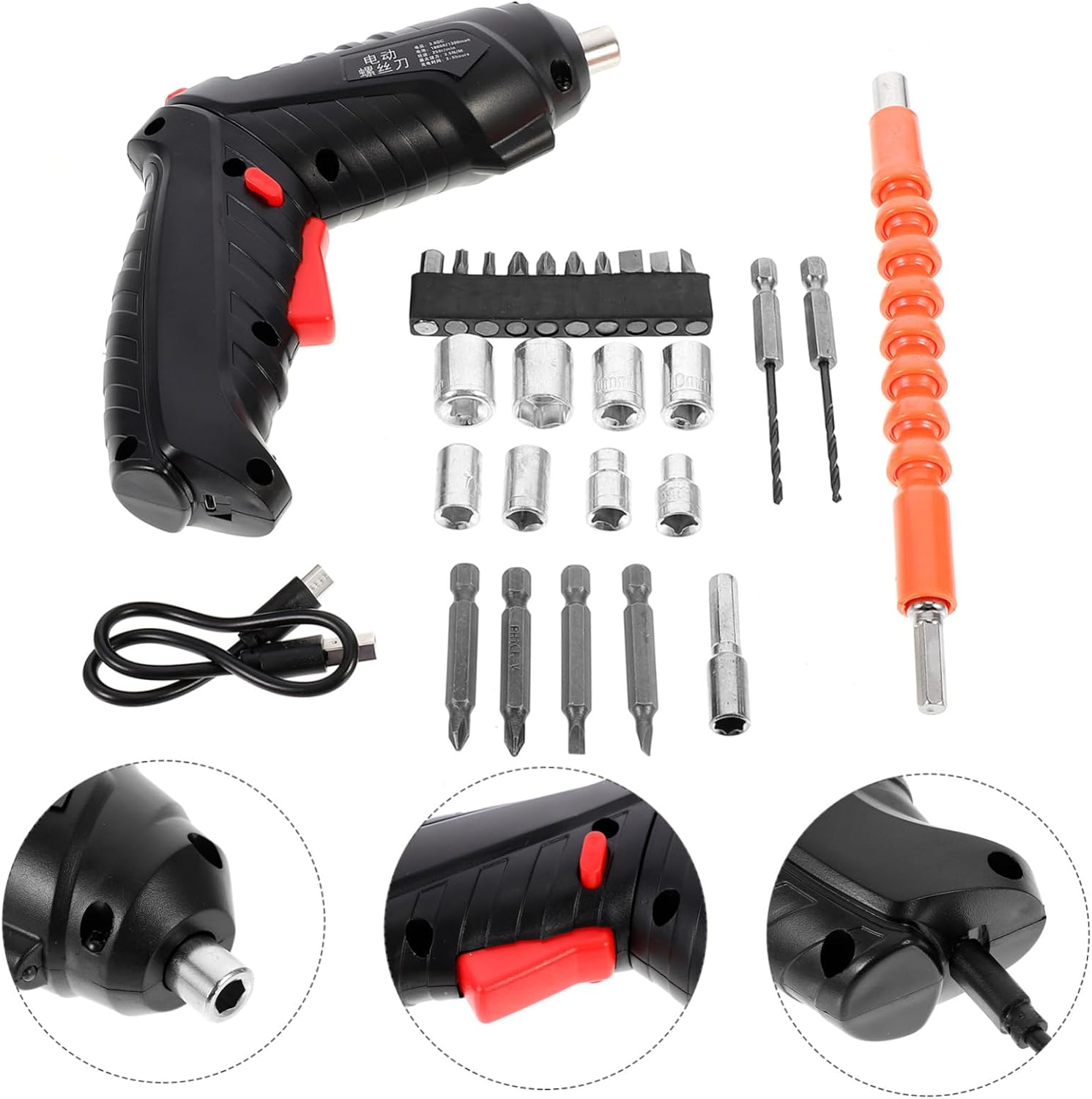 1set Electric Screwdriver Kit Rechargeable Drill Usb Charging Accessory for Home Repairs and Diy Projects Compact and Design