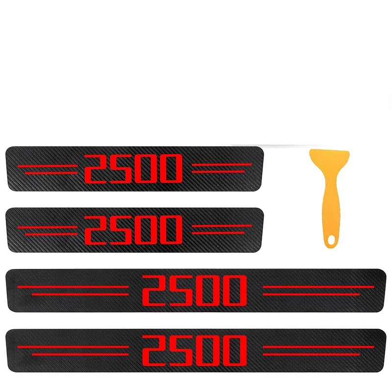 Protetor de Soleira para Dodge RAM 2500 e Chevy Silverado 2500 HD em couro sintético com textura de fibra de carbono vermelho