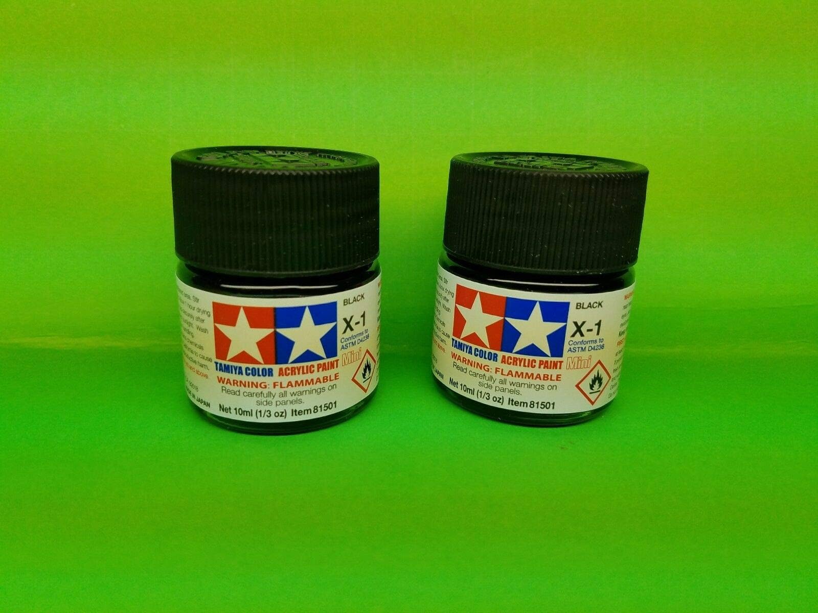 2 Pack X1 Gloss Black Acrylic Paint Jar 81501 TAM81501 TESTORS REVELL