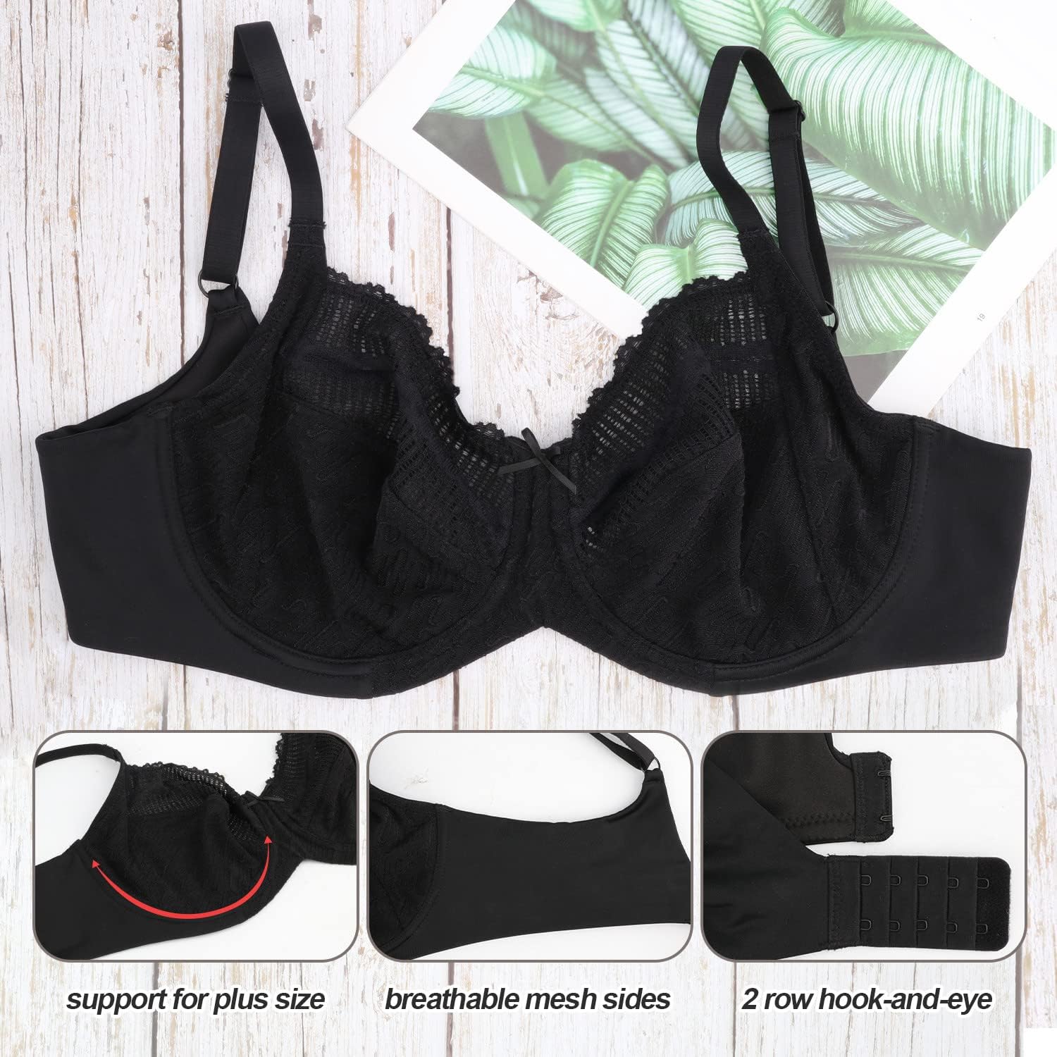 sheroine Women's Full Coverage Minimizer Underwire Bra Unlined Plus Size Non-Padded Ultrathin Everyday Soft Bras - Image 6