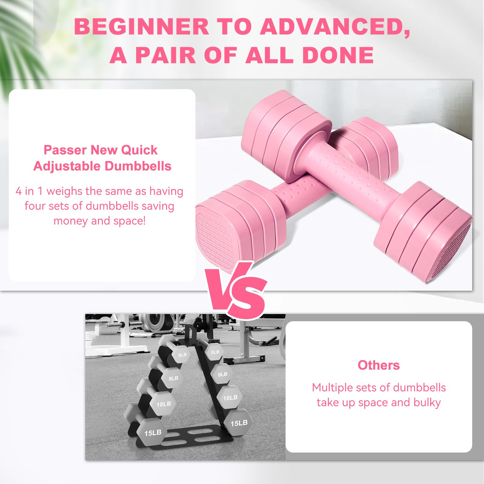 4,54 KG Hanteln Verstellbar, 4 in 1 Kurzhanteln Verstellbar für Frauen Männer Hantelset Kurzhantel Set Kurzhantel-Set für Home Gym Übung Workout Krafttraining Workout