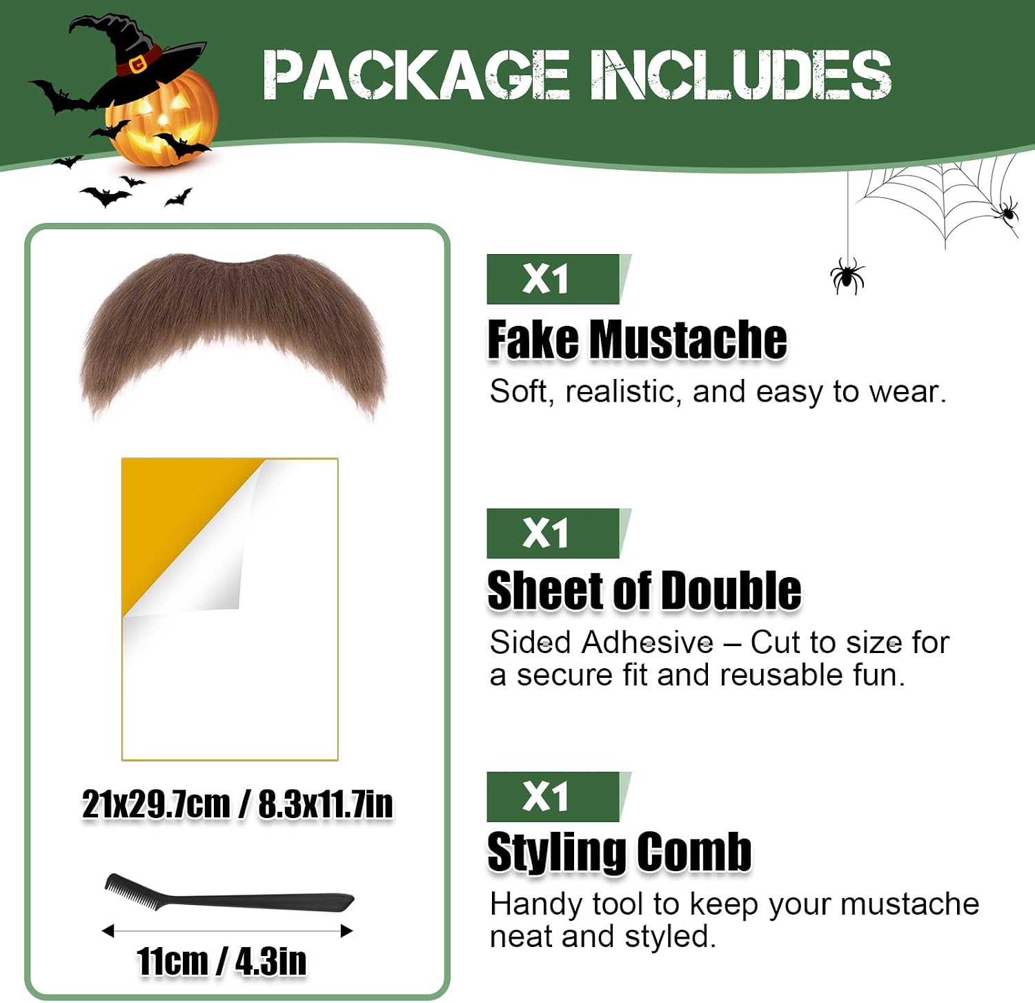 Fake Mustache Beard, Self Adhesive Bushy Costume Accessory for Halloween image 5