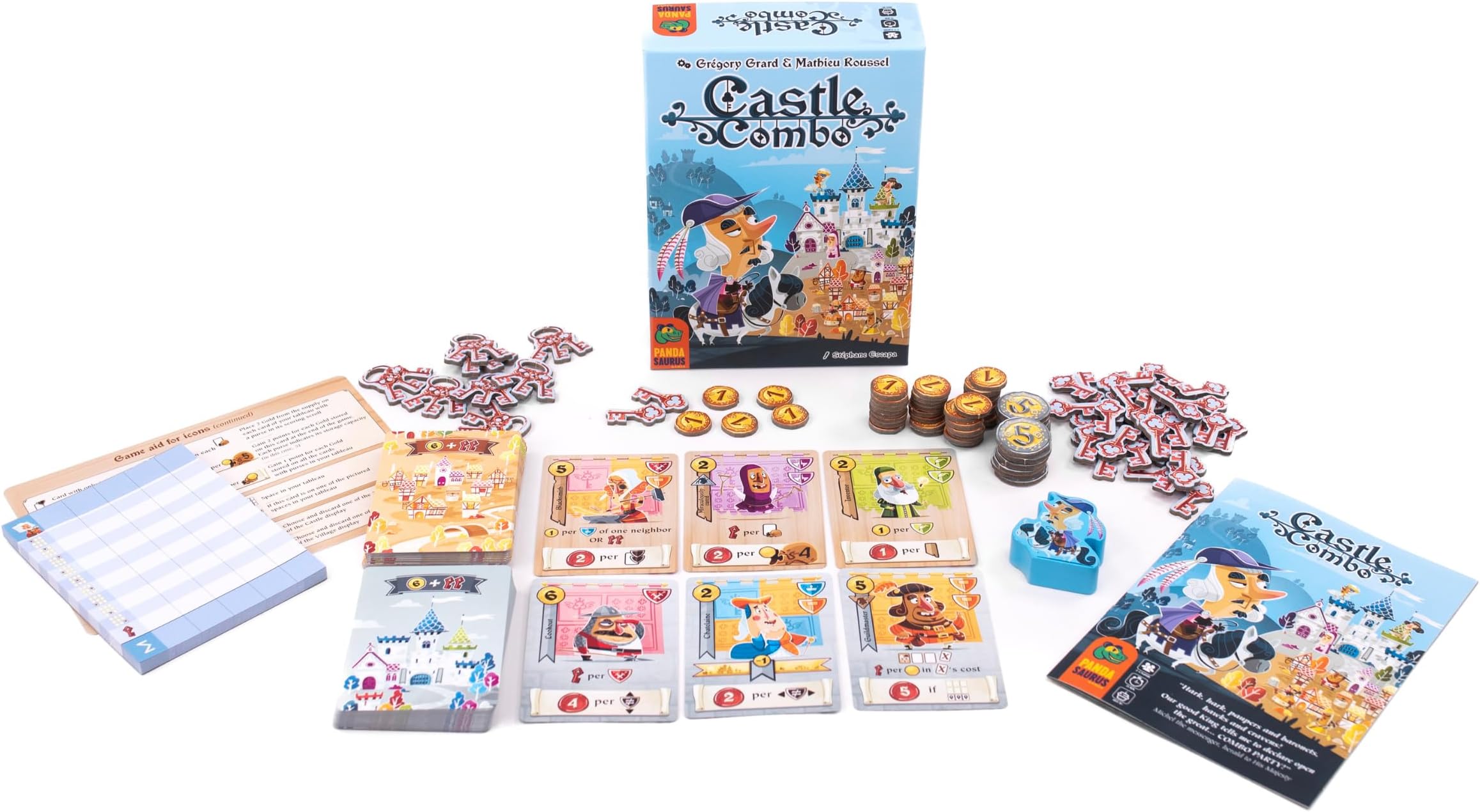 Pandasaurus Game Castle Combo Card Game - Maximize your combos with this card placement strategy game. Fast, competitive family fun for kids and adults, ages 10+, 2-5 players, 15-30 minute play time