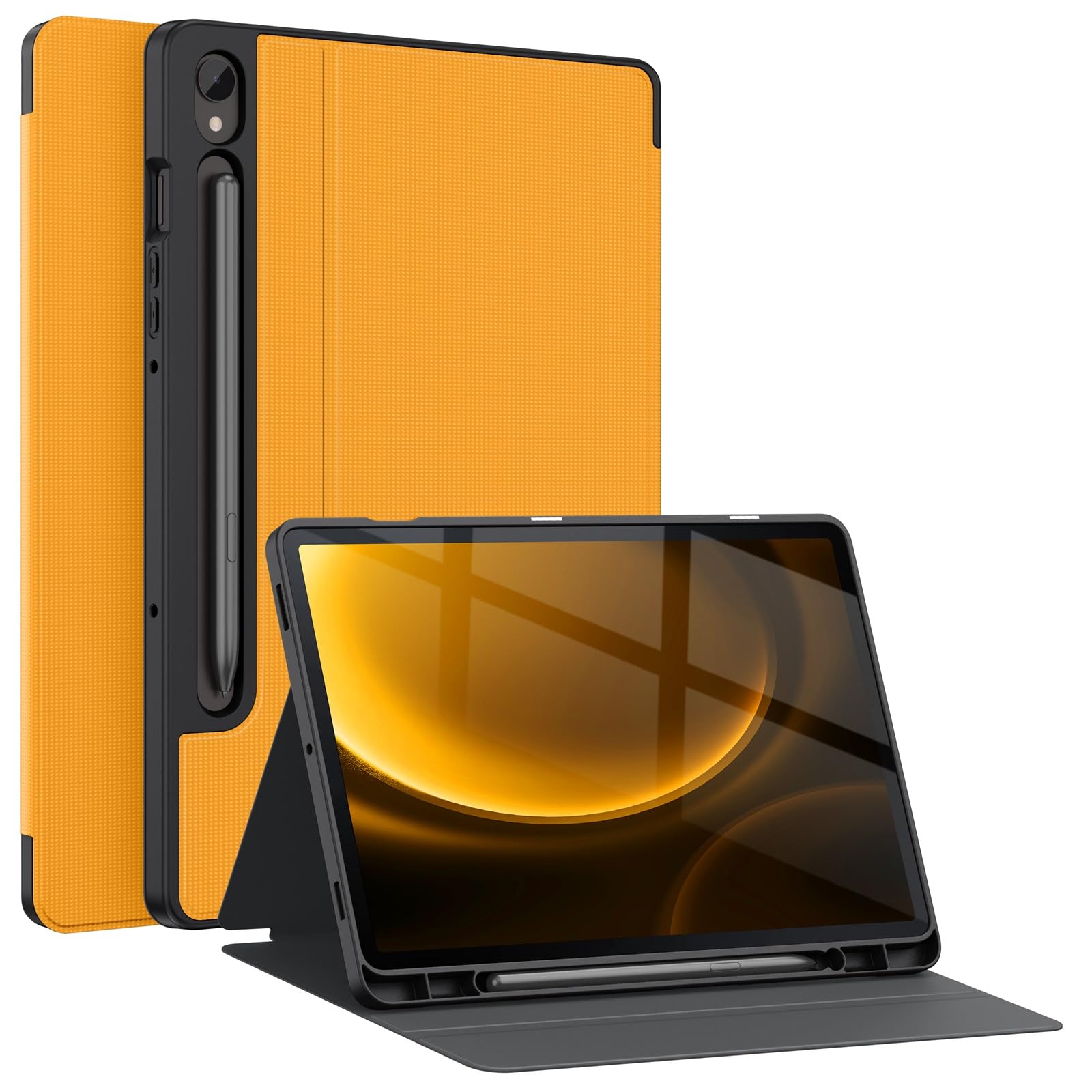 Soke New Case for Samsung Galaxy Tab S9 /S9 FE 5G 2023 - Shockproof Stand Folio Case,Multi-Viewing Angles,Soft TPU Back Cover for Galaxy Tab S9 FE 10.9"/S9 11 inch Tablet,Citrus