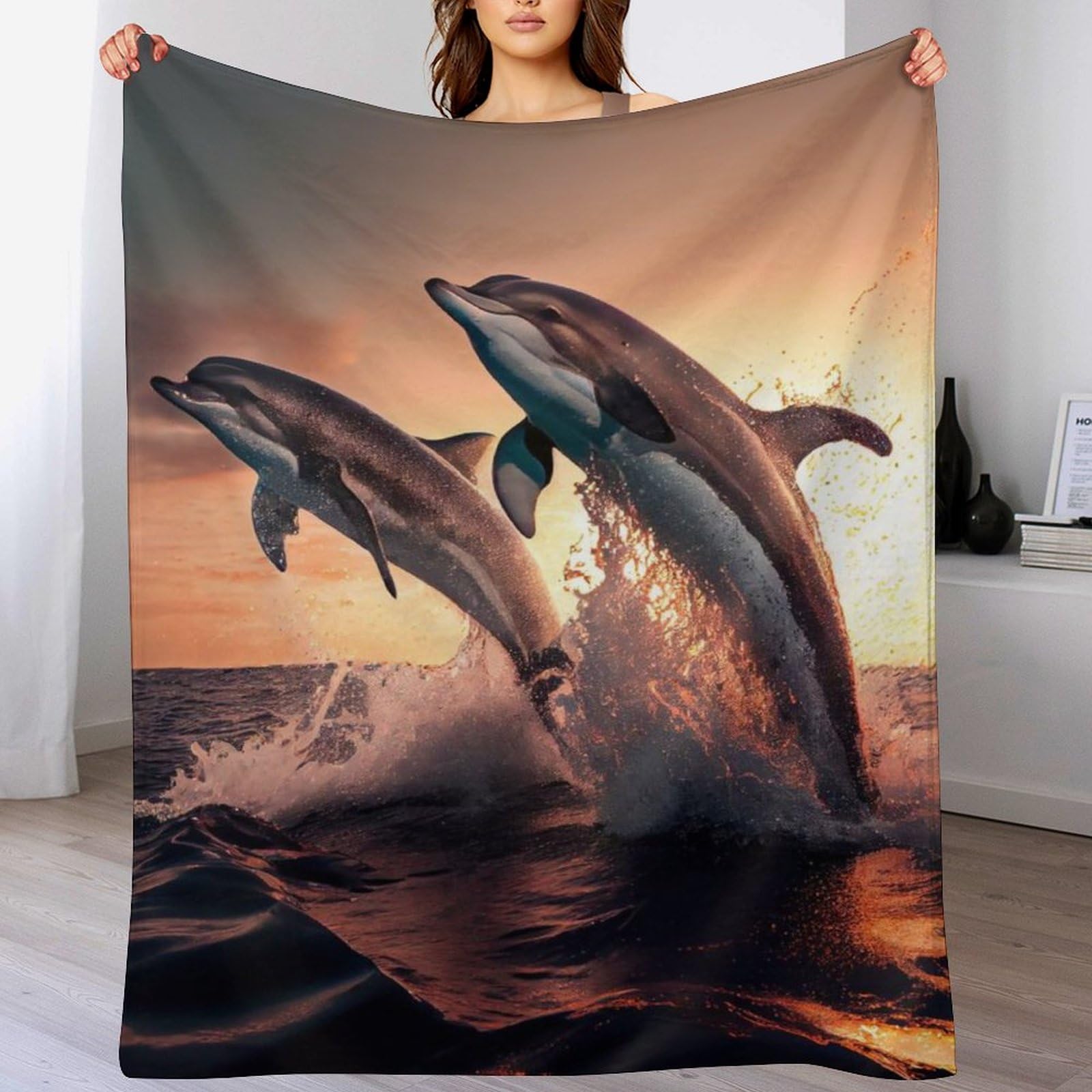 Couverture dauphin en polaire pour des soirees cocooning sur le balcon
