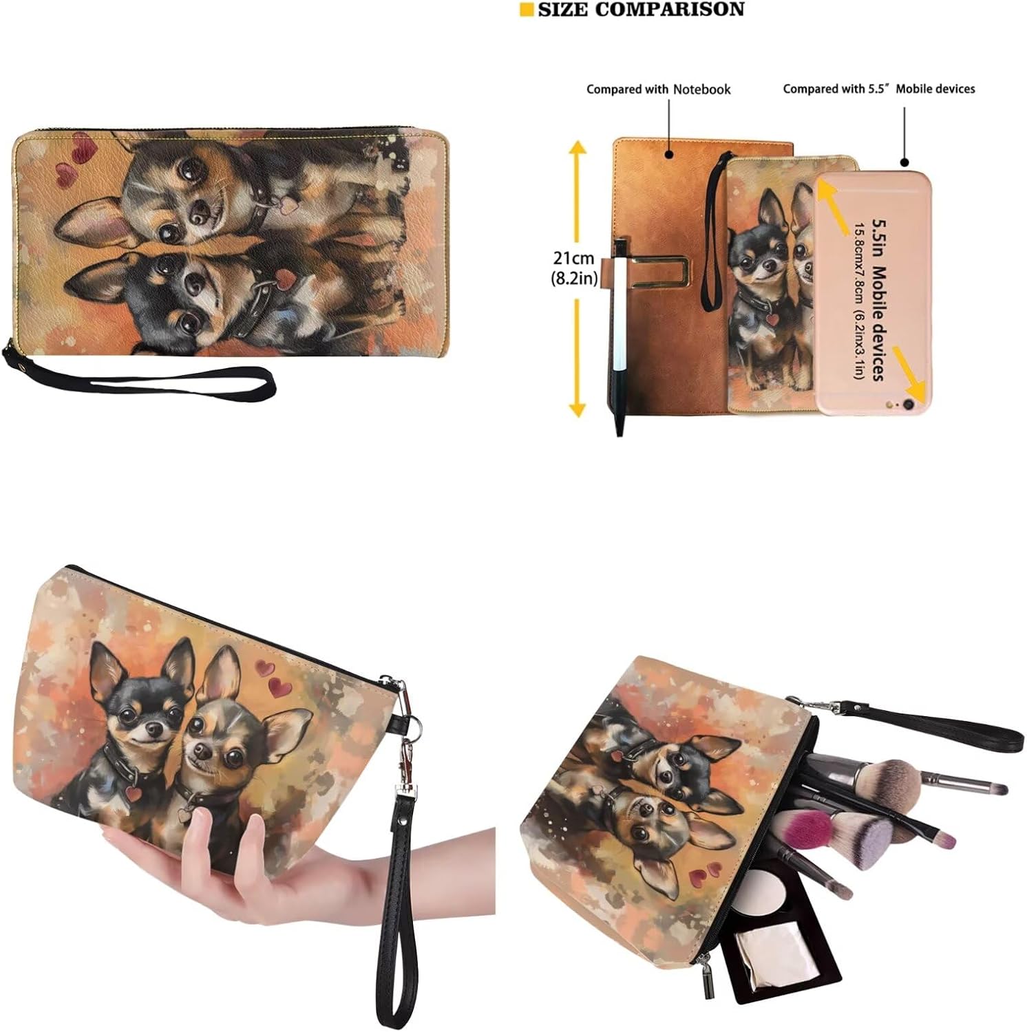 Tote Bag with Makeup Bag Wallet for Women PU Top Handle Satchel Set with Travel Toiletry Bag Cash Wallet image 3
