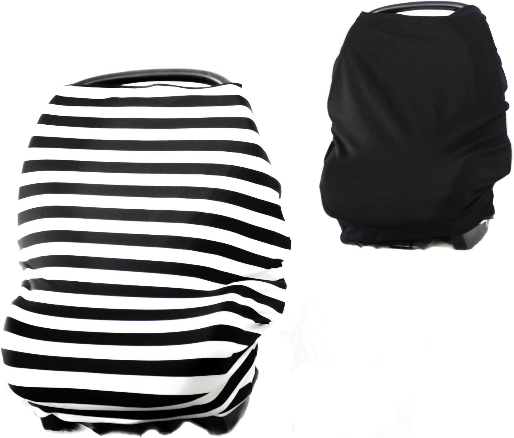 Reversible 2 covers in 1 Versatile Stretchy Multi-Use Baby Car Seat Cover Canopy, Infinity Nursing Cover, Shopping Cart Cover, High Chair Cover for Boy or Girl - Includes a Carry Bag, Gift Ready