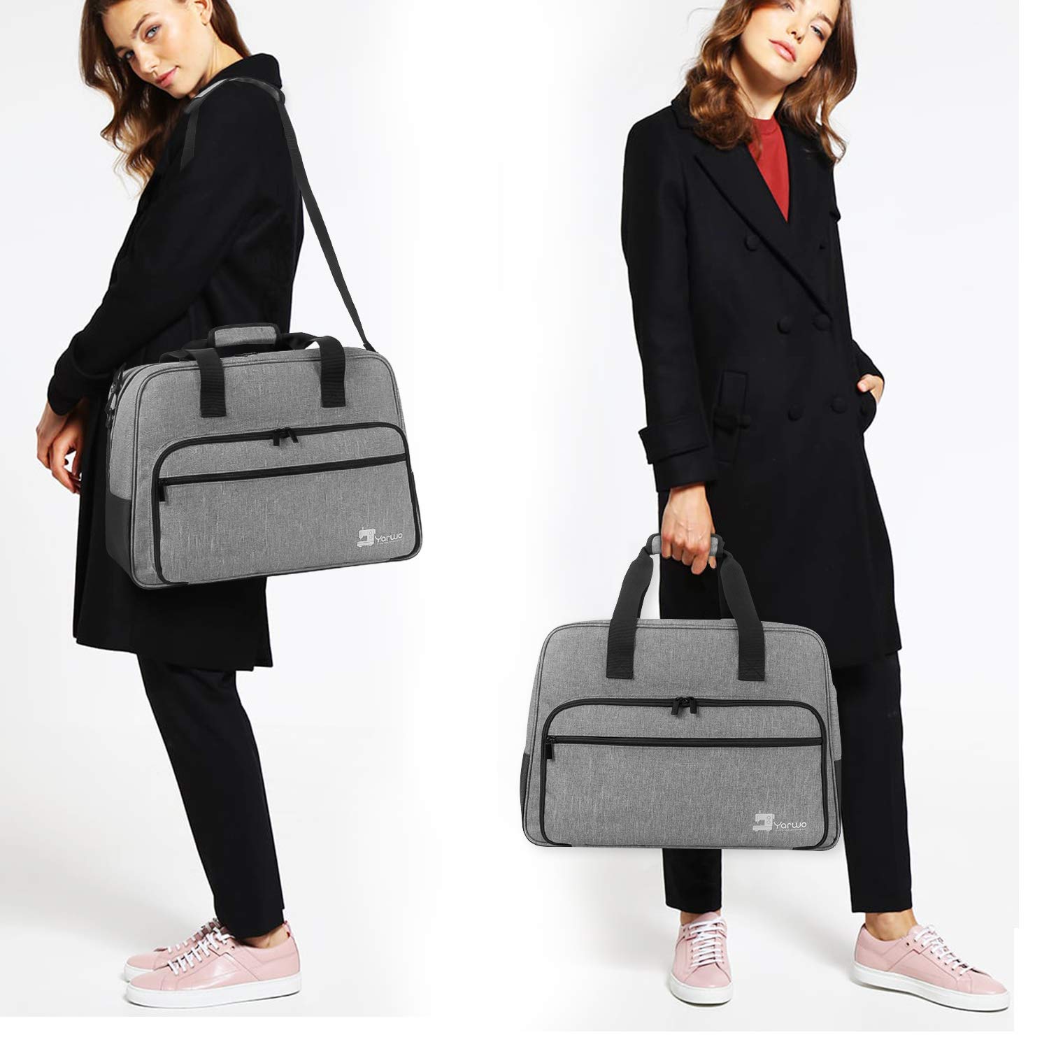 Yarwo Overlocker-Tasche, Tragetasche für Overlocker, Transport- und Aufbewahrungstasche für Overlocker (passend für die meisten Overlock) und Andere Zubehörs, Grau