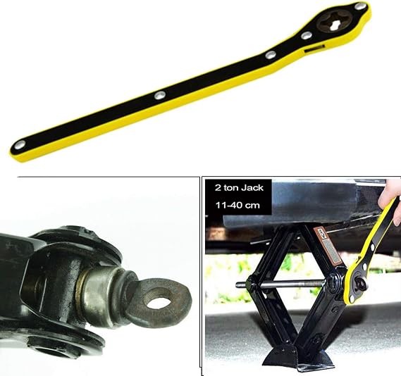 Angchun Car Jack Wrench, Labor-Saving Ratchet Wrench for Scissor Jack, Metal Garage Tire Wheel Lug Wrench, Fit for Small Cars SUVs and Vans