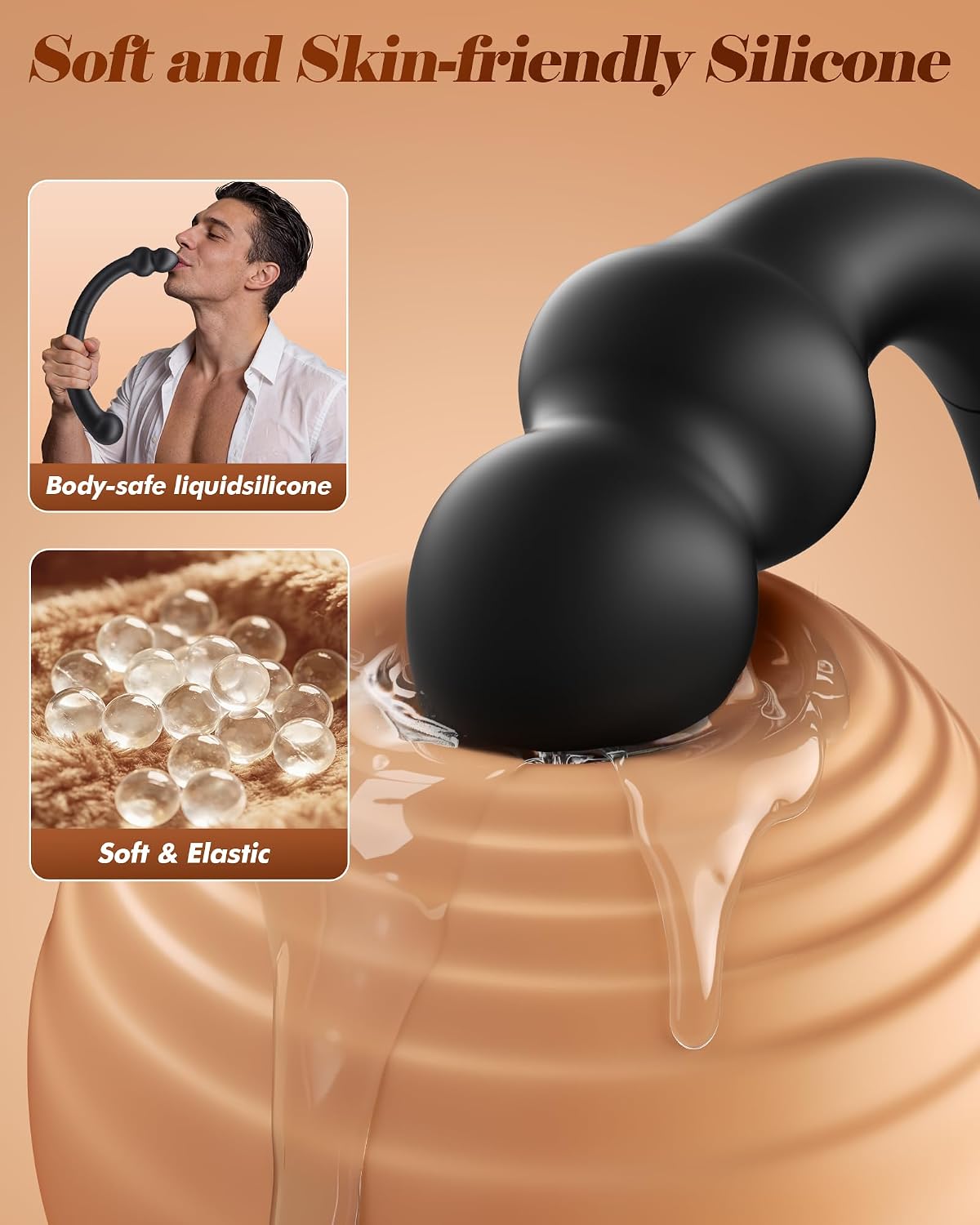 BEISAR Vibrating Prostate Massager Stick Anal Hook - AI Dual-Ended Anal Plugs Dildo Beads Adult Toys for Beginner Experienced User 10 Vibration, Couples Sex Toys for Men Clit G Sopt Vibrator for Women