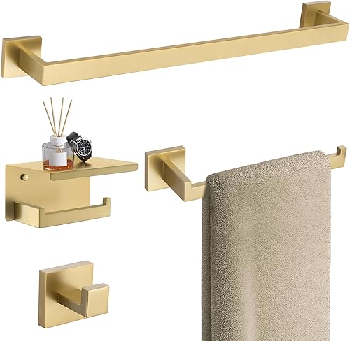 Miniatura 8 de TURS Juego de accesorios de baño negro de 4 piezas, incluye toallero de 24 pulgadas, soporte para toallas de mano, gancho para toallas, soporte para