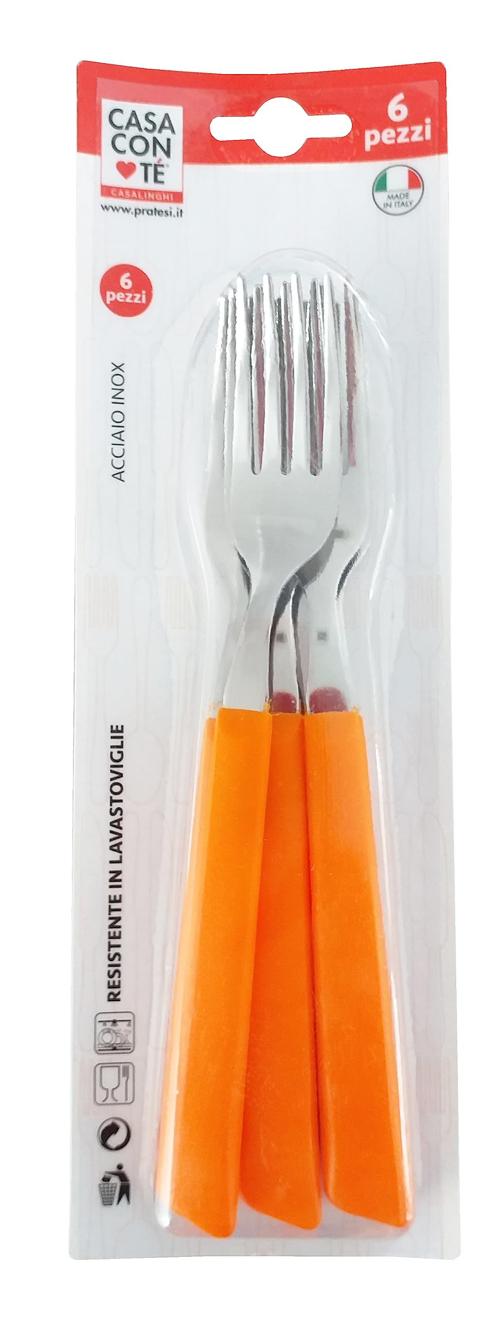 Confezione 6 FORCHETTE HAPPY COL.ARANCIO