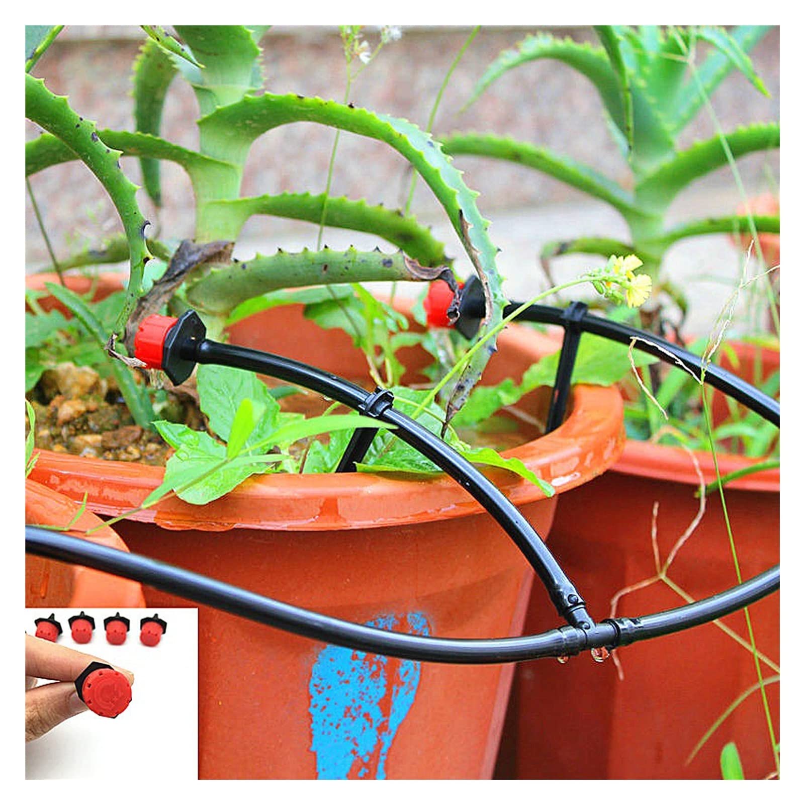 Zestaw do nawadniania kropelkowego DIY ogrodowy system nawadniania kropelkowego regulowany zestaw wody kroplujący automatyczne nawadnianie 4/7 mm zestaw montażowy węża (kolor: zestaw 40 m)