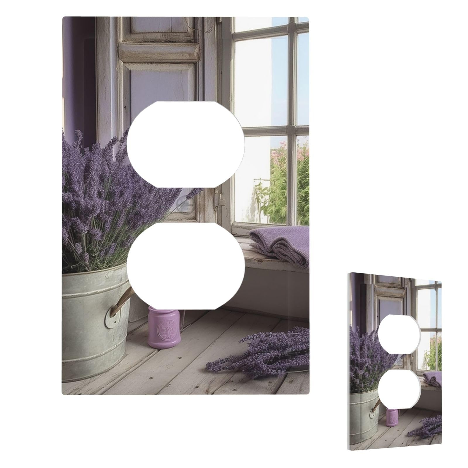 Aceprints Duplex Lavender Home Wall Plate Cover Modern Decorative Light Switch Cover Unbreakable Receptacle Outlet Covers For Living Room Bedroom Decor