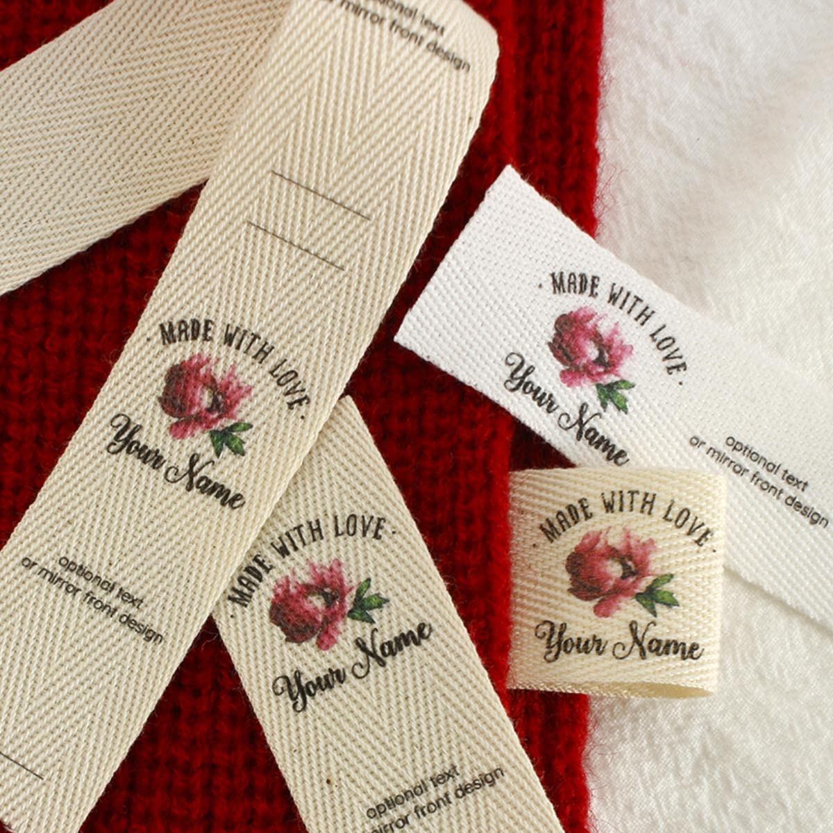 Etiquetas de sarga para coser, etiquetas plegables, etiquetas con logotipo, accesorios para coser, etiquetas de cinta, etiquetas de tela personalizadas, etiquetas para ropa, flores (xw3527)-China, 20