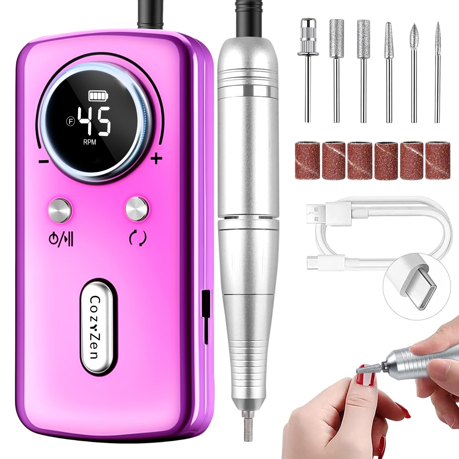 Amazon.com: CozyZen Cordless Nail Drill Professional: 45000 RPM