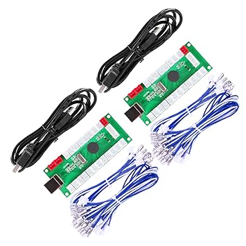 EG STARTS Arcade 2 Player Zero Delay USB Encoder to PC Games Controller Arcade Joystick Buttons for PC, MAME, Raspberry Pi, Arcade1Up - 3X Red Power Outputs (2Pin + Happ Style)