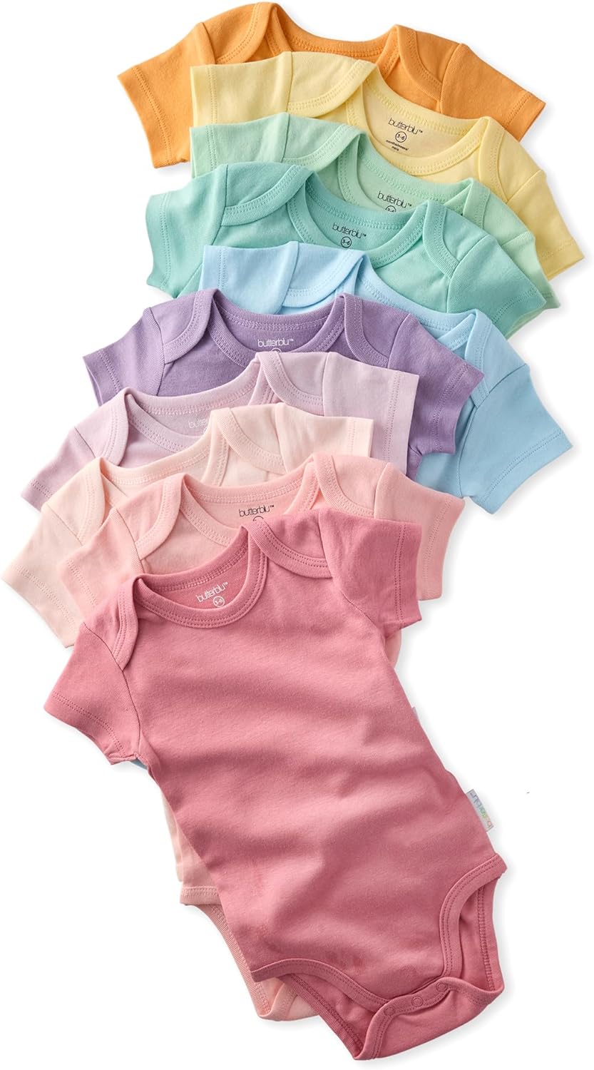 baby-girls Avery 10-pack Short Sleeve Bodysuits 100% Organic Cotton for Baby Boys & Girls