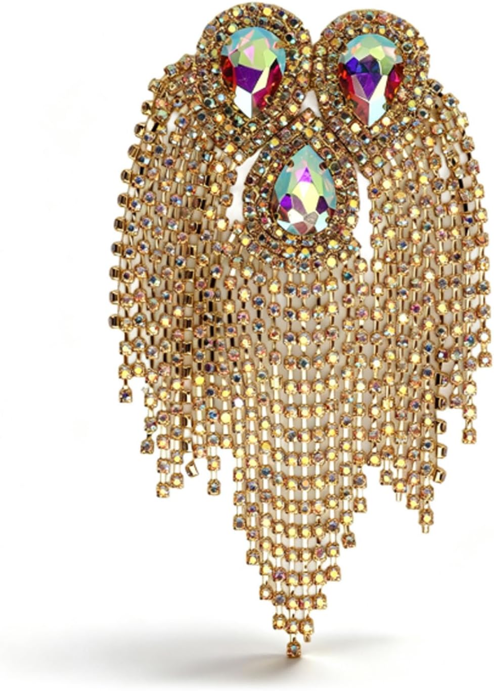 Fringe Shoulder Epaulette Waterdrop Design Tassel Rhinestones Applique Tassel Epaulet Decorative Shoulder Board Badge for Party Clothing Accessories