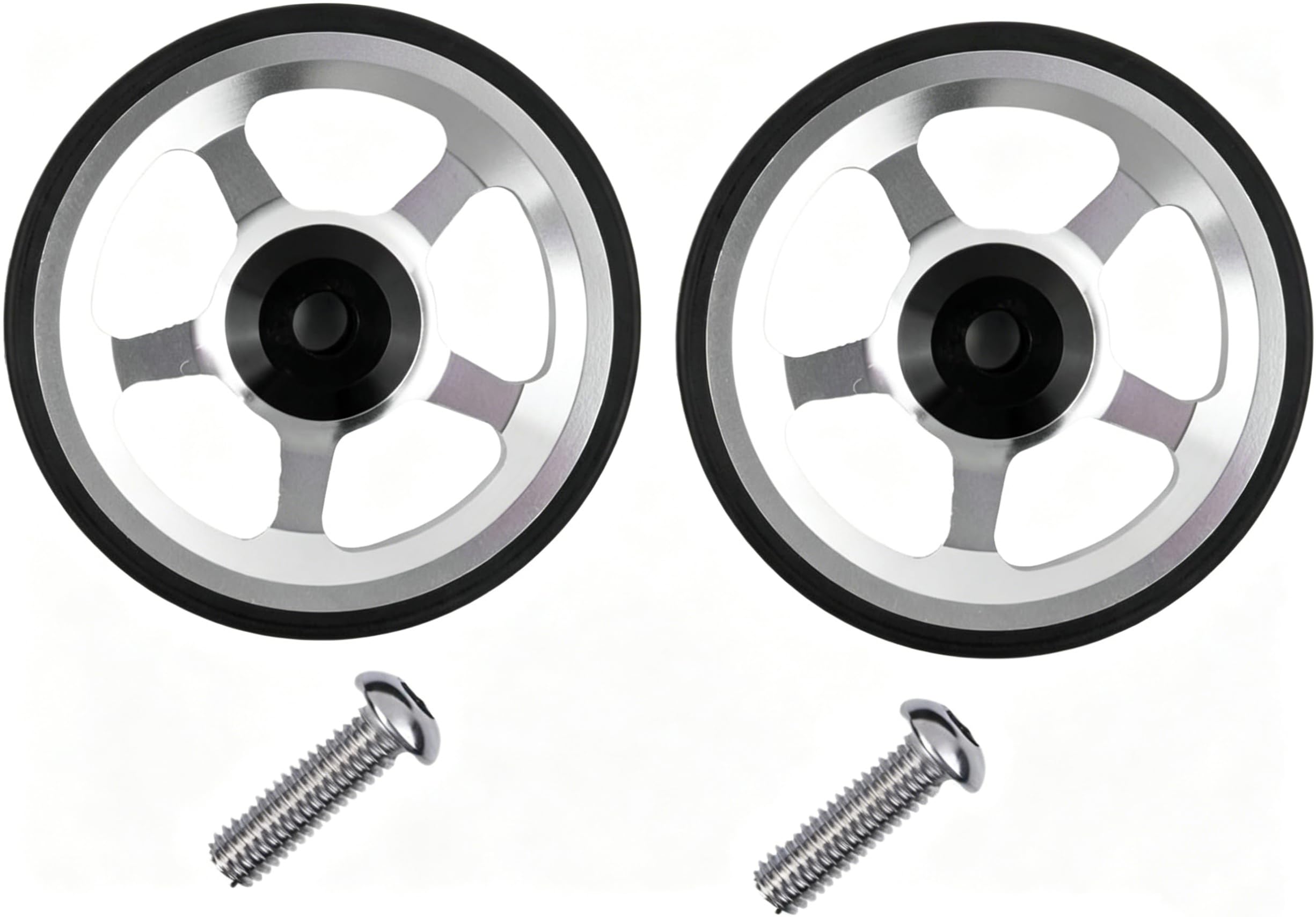 60mm Aluminum Alloy Easy Wheel with M6 Bolt for Brompton Folding Bike Spare Parts, Replacement Easy Wheel Rack Accessories(silver)