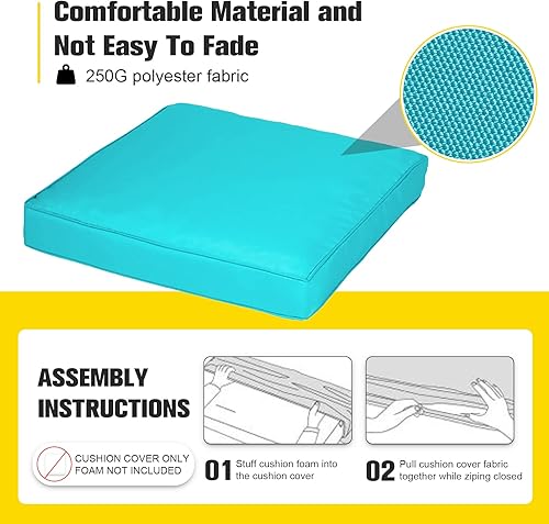 Miniatura 3 de KINTNESS Fundas de cojín de repuesto para sofá modular de ratán de 7 piezas, 14 fundas impermeables para cojines de patio con cremallera (azul)