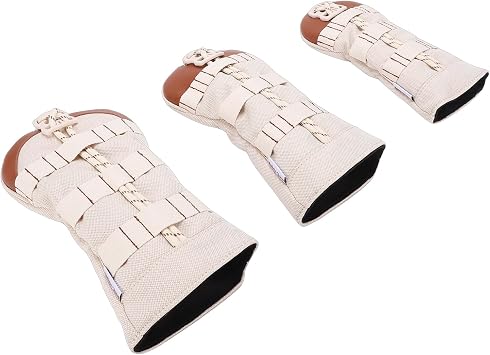 Club Headcovers, 3pcs Premium Stretchy Canvas Golf Club Protective Covers with Soft Plush Lining, Ideal for No 1 3 UT Woods Drivers