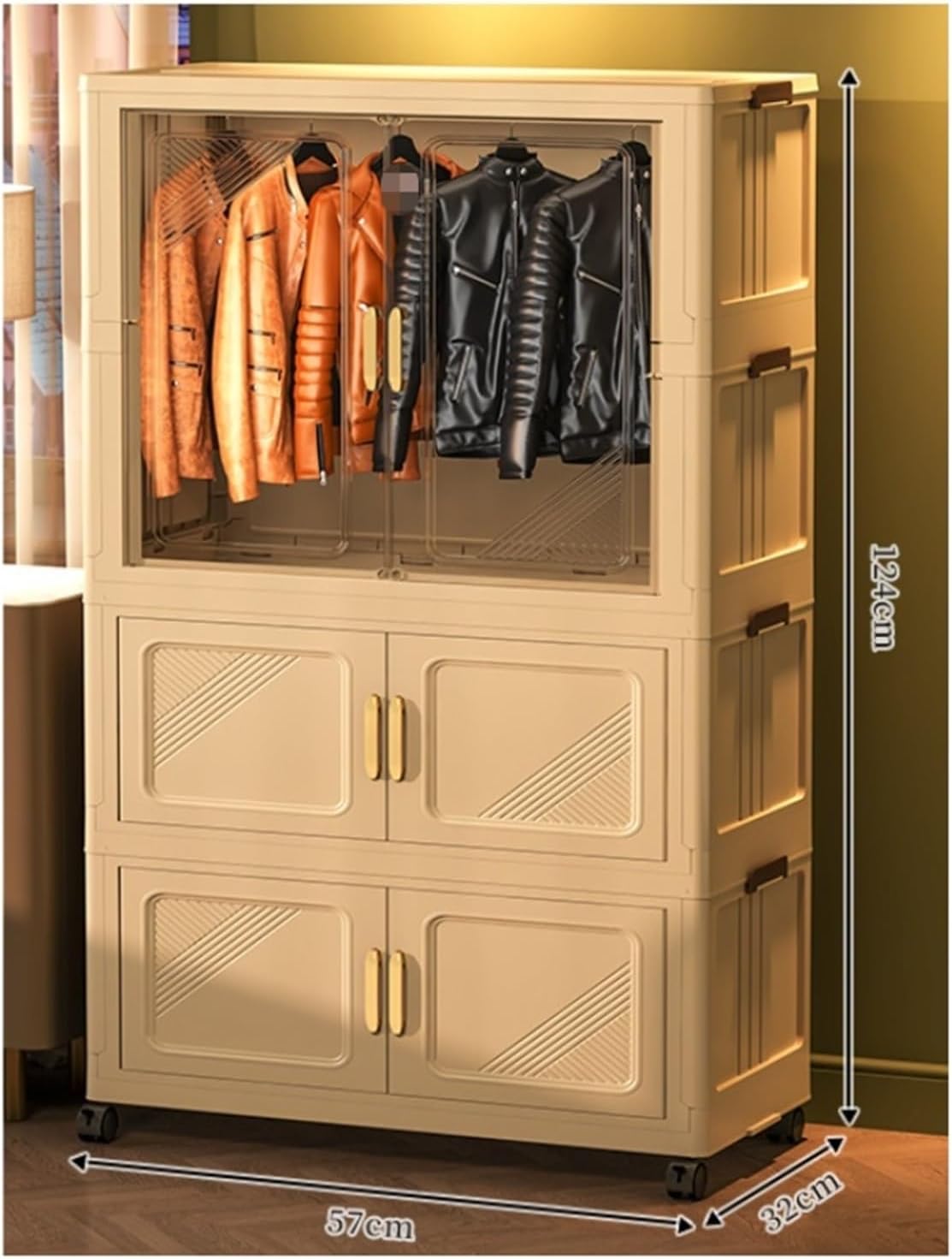 Closet Wardrobe Wardrobe Clothes Storage Organizer for Hanging Clothes Shelves Portable Closet for Bedroom Closet Storage Organizer(57x32x142cm)