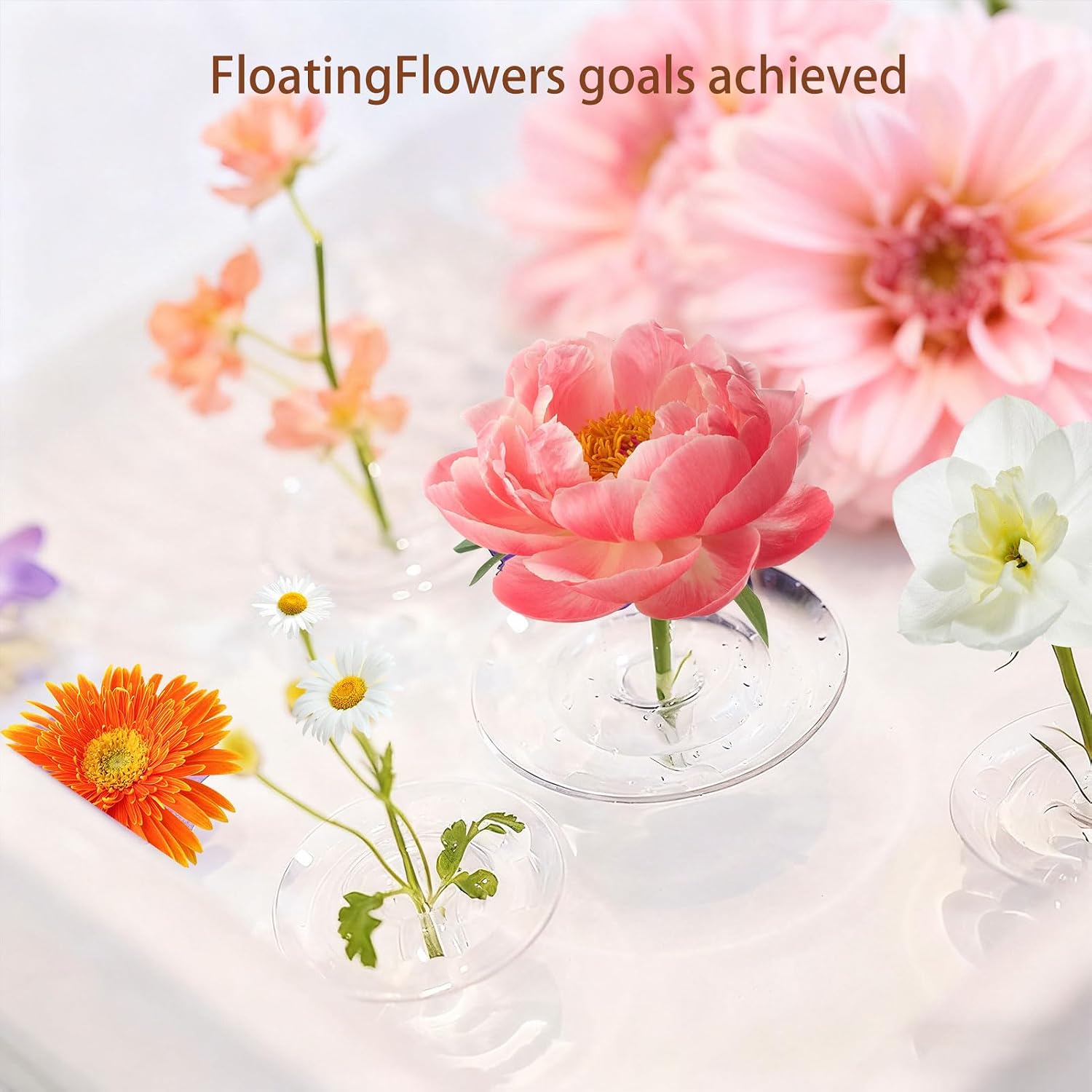 2026 Creative Floating Floral Arrangement Holder, Floating Flower Holder, Wabi-Sabi Style Floating Flower Vase, Dynamic Rotation for Fish Tanks Table Decor (S+L10Pcs) image 4