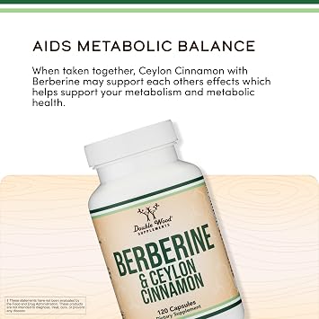 Berberine + Ceylon Cinnamon 500mg, Metabolism Support, 120 Capsules