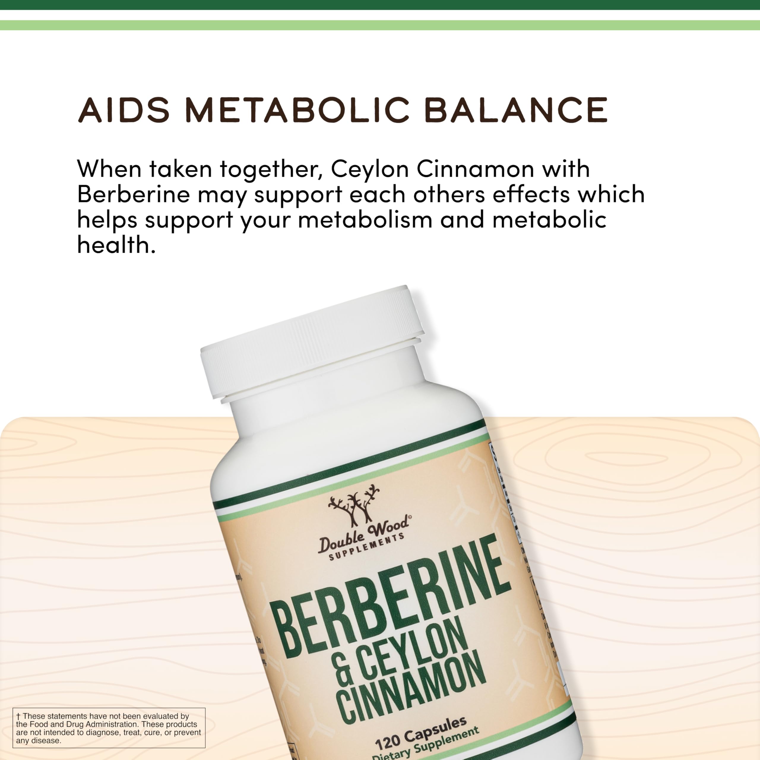 Berberine HCl + Ceylon Cinnamon 500mg, Dual-Action Formula, 120 Capsules — Amazon image 4