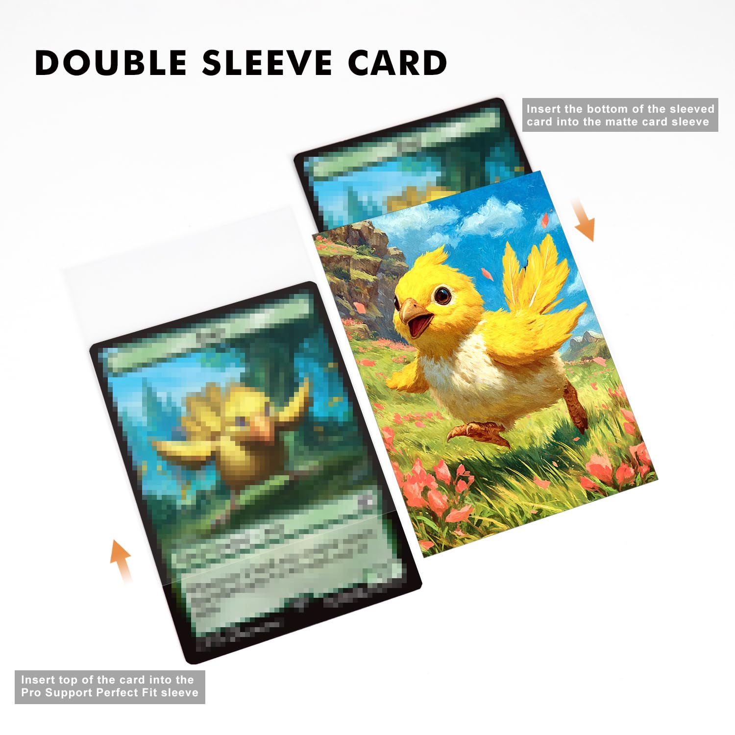 Amazon.com: Katomula 100 MTG Card Sleeves with 100 Inner Sleeve, Textured  Back Art Sleeves, Fit Standard Size Cards-Painting Chocobo : Toys & Games