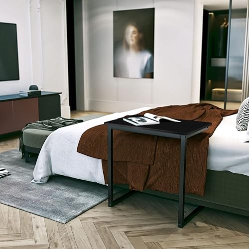 Miniatura 5 de Mesa auxiliar de sofá C con decoración de madera, bandeja de café, mesa auxiliar para aperitivos, soporte para computadora portátil, soporte para