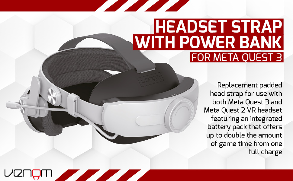 Venom Power Strap for Meta Quest - Padded Headstrap with
