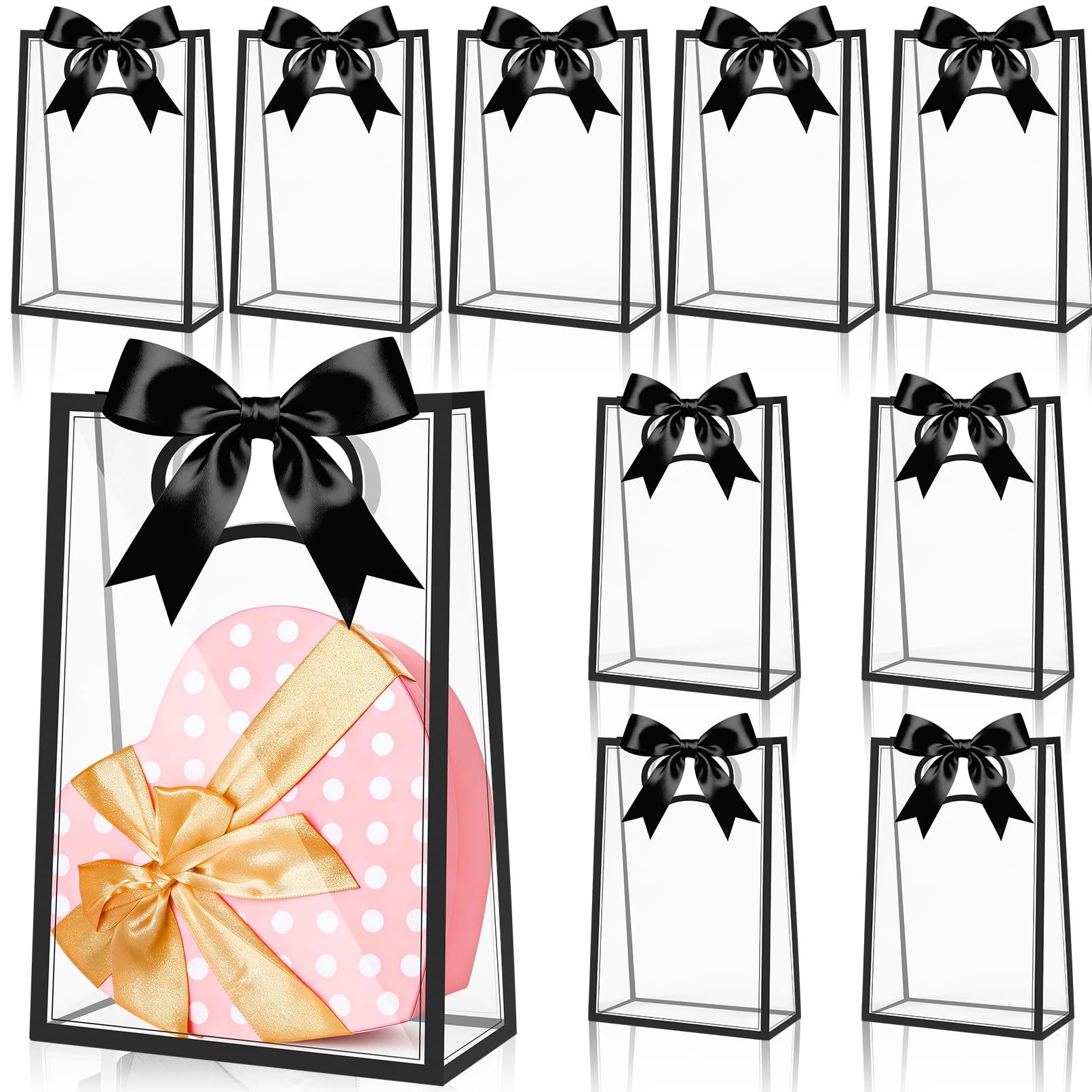 EXTRAPINS 12 Stück Geschenkbeutel Tragetaschen Mit Henkel Schwarz 26 X 18Cm