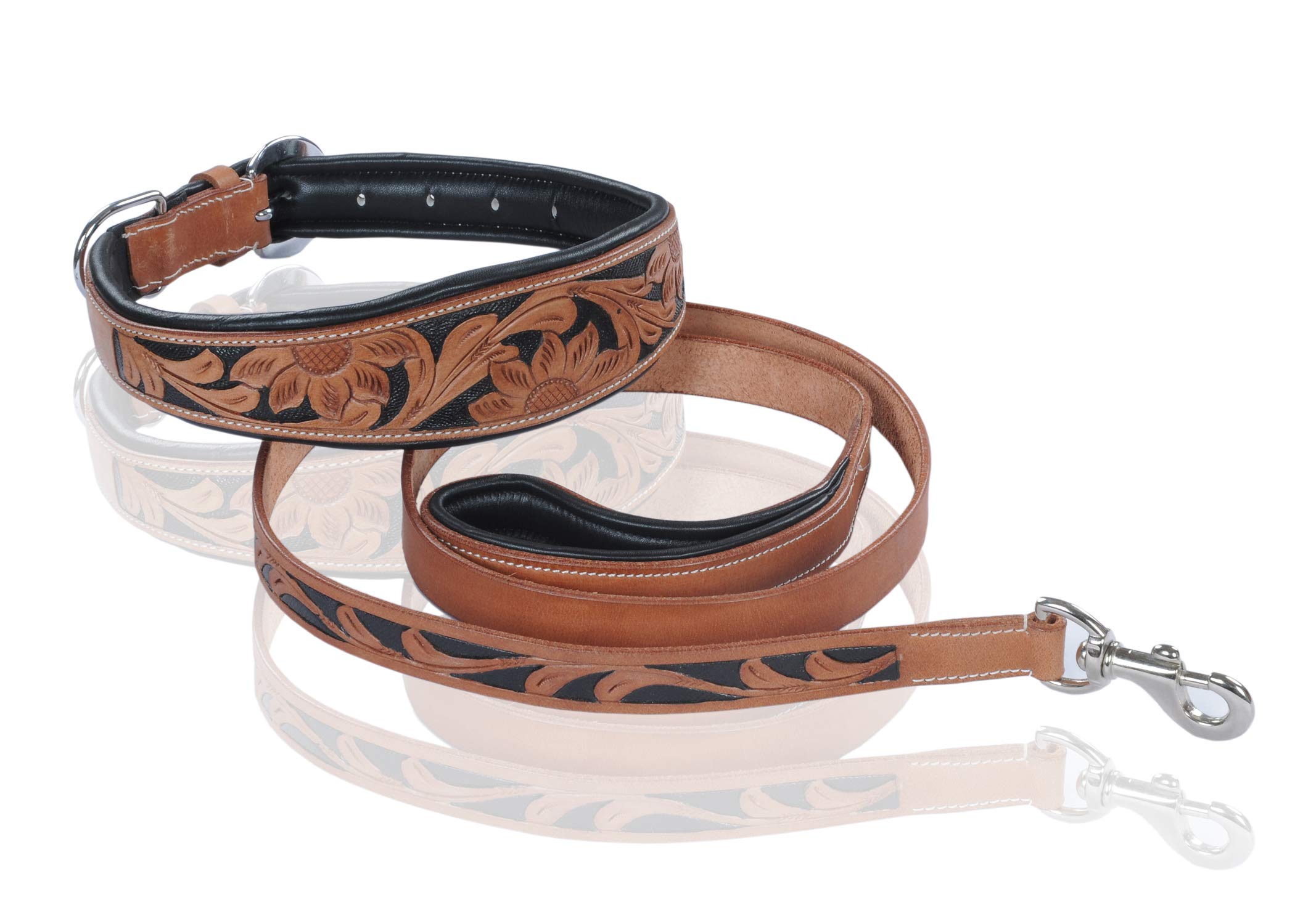 Skora Leather Padded Custom Handmade Hand Tool Dog Collar and Leash Set (Large) Combo Offer Dog Leash with Dog Leather Collar (B07F3WL6LD) Amazon Price History, Amazon Price Tracker