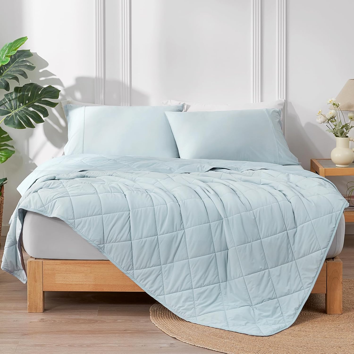 Cozy Bliss Cooling Blanket for Hot Sleepers Queen Size, Q-Max 0.45 Cooling Comfort, Cold Blankets for Night Sweats Sleeping, Ultra-Cool Lightweight Breathable Summer Blanket for Bed, Cool Blue - Image 8