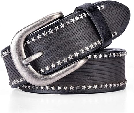 Amazon Co Jp ファッションレザーパンツベルトレディースカジュアルスポーツリベットベルト ベルト 色 黒 ホーム キッチン