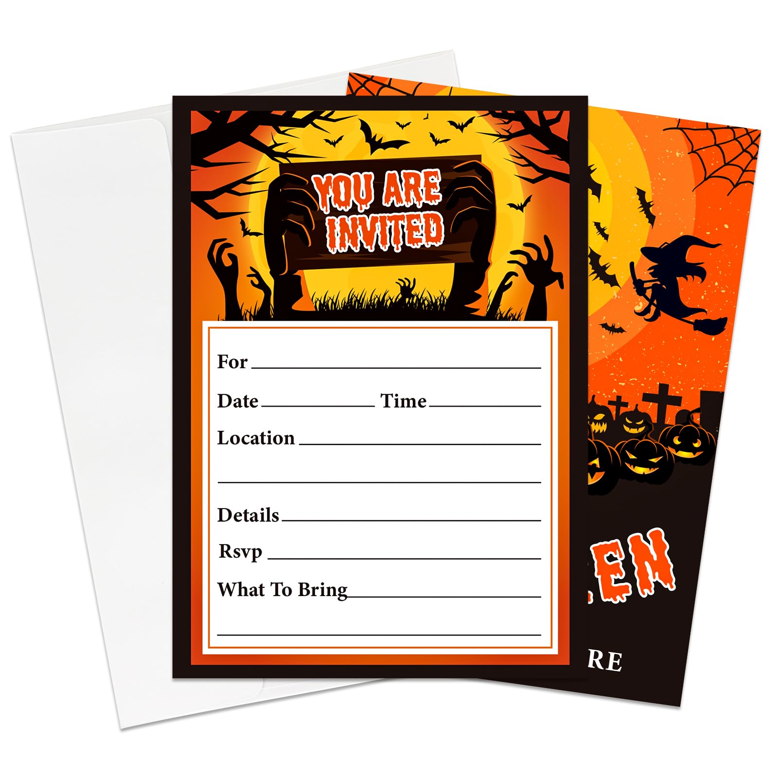 BIZIBAFF 15Set Halloween Party Invitations with Envelopes 5"x7" Halloween Birthday Invitations Cards for Adults Scary Haunted House Pumpkin Invites