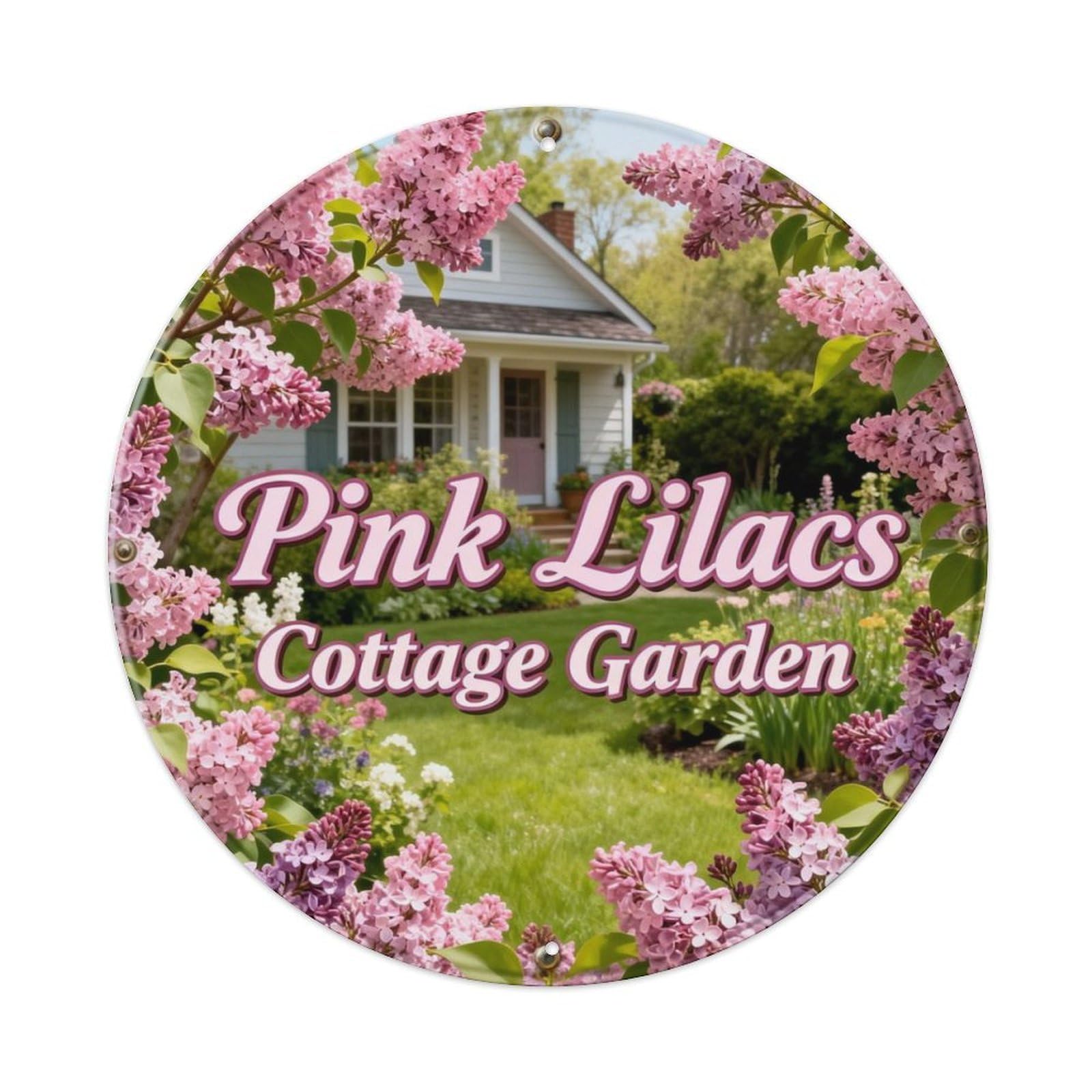 Pink Lilacs Cottage Garden Metal Tin Sign Plaque