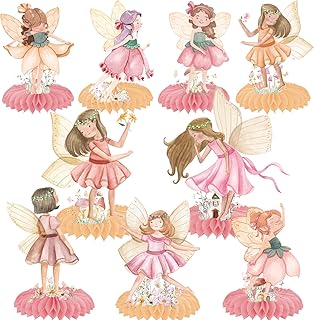 Fairy Honeycomb Centerpieces 11Pcs Fairy Birthday Party Centerpieces for Table Fairy Tale Theme Birthday Party Table Decorations for Floral Fairies Theme Baby Shower Supplies