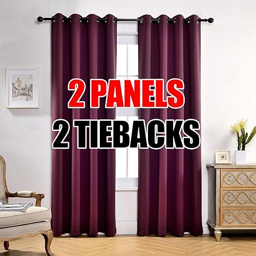 Miniatura 39 de MIUCO - Cortinas opacas para oscurecer la habitación, con aislamiento térmico y ojales para sala de estar, juego de 2 paneles, 52 x 84 pulgadas