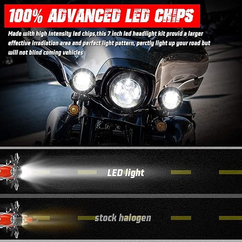 Miniatura 3 de Faro delantero LED de motocicleta de 7 pulgadas compatible con Harley Davidson Street Glide Road King Electra Glide Fat Boy Heritage Softail Deluxe