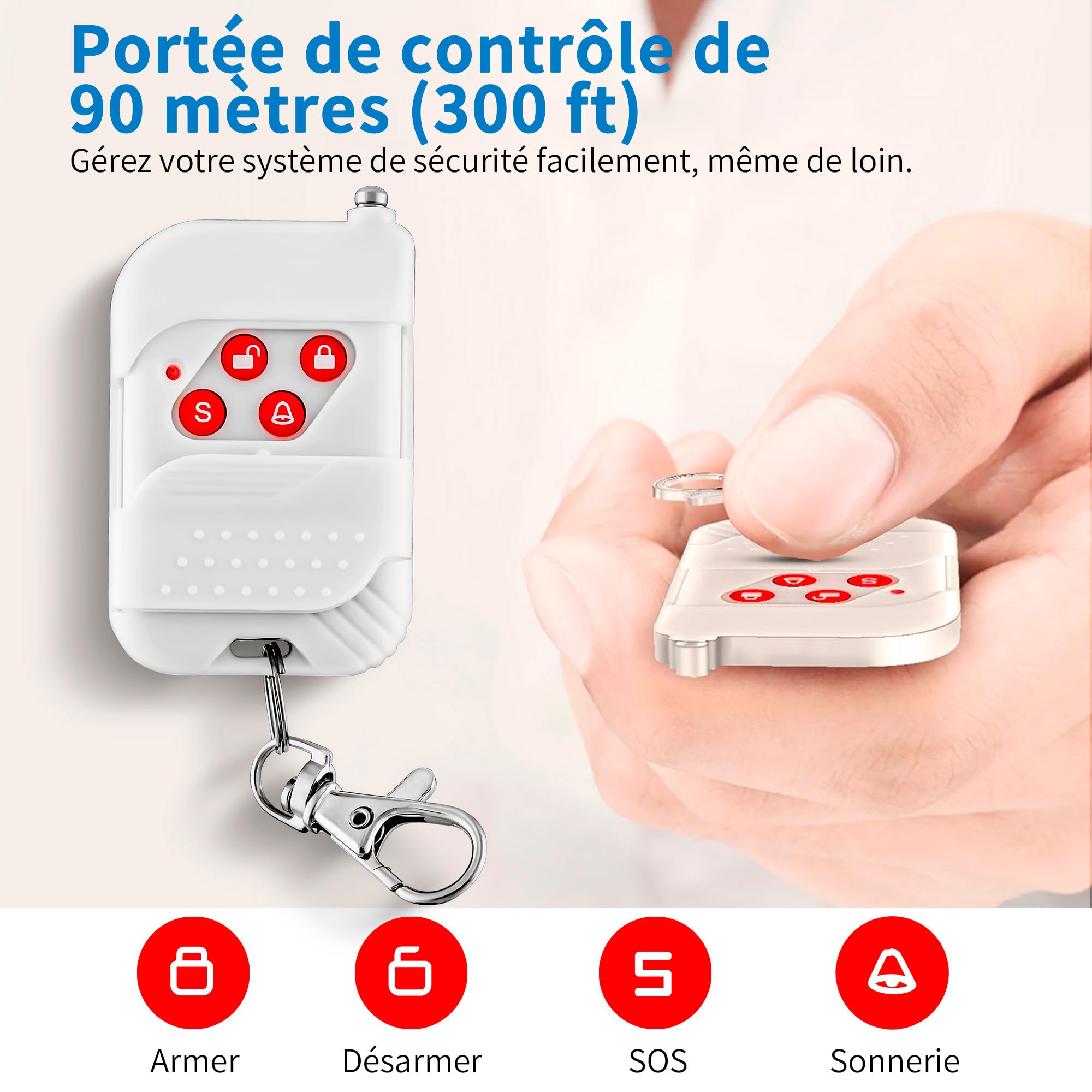 Kit Alarme Maison 7 Pièces Sirène 115 DB Capteur Mouvement Porte Fenêtre Système Sécurité Télécommande