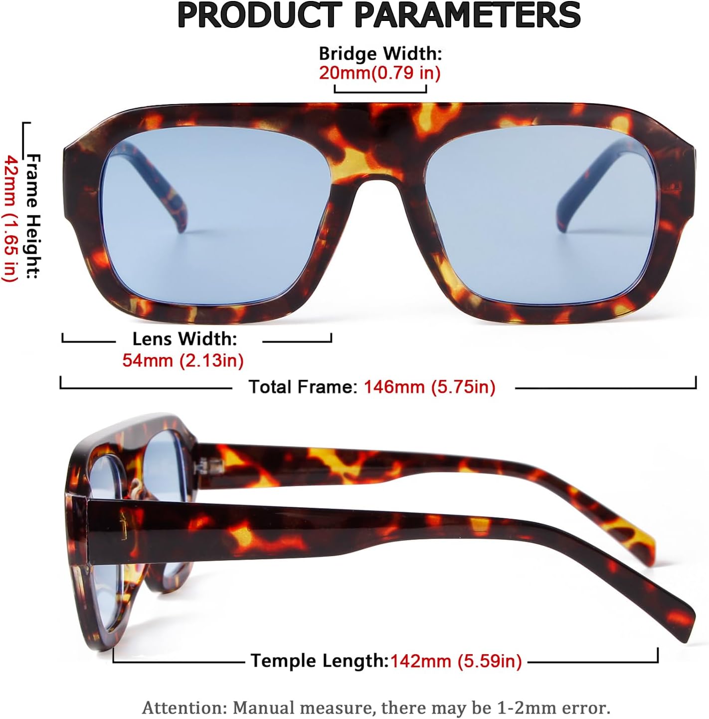 JUDOO Retro 70s Square Aviator Sunglasses for Women Men Tortoise Green Chunky Bridge Sunglasses Thick Frame Vintage Aviators - Image 7